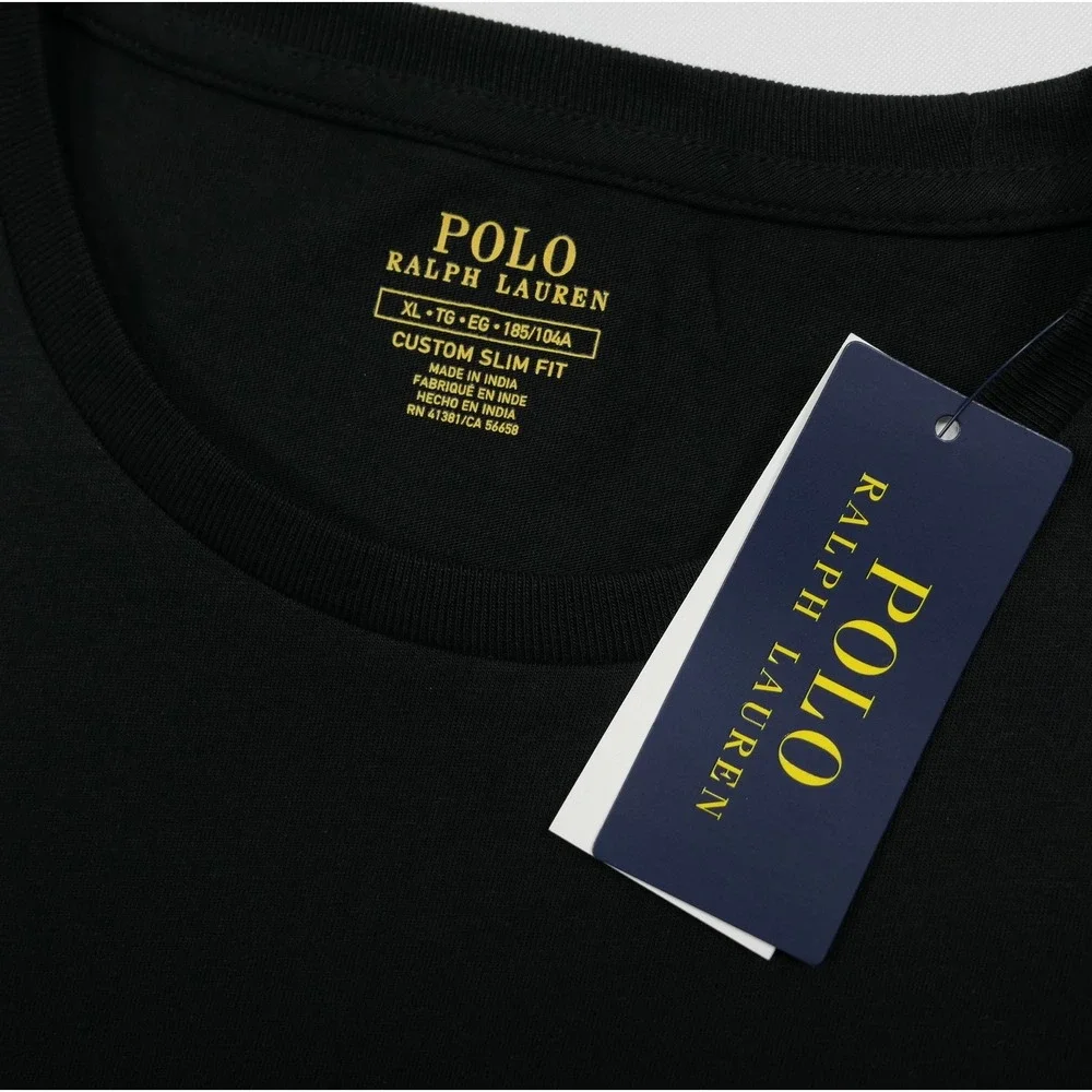NEW Polo Ralph Lauren Mens XL Custom Slim Fit T-Shirt Black Red Pony Logo NWT